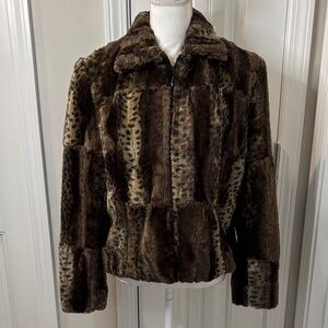 Giancarlo Ferrari Full ZipVintage Elegant Leopard Print Teddy Jacket Size 14